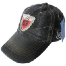 Washed Jeans Cap with Applique #06